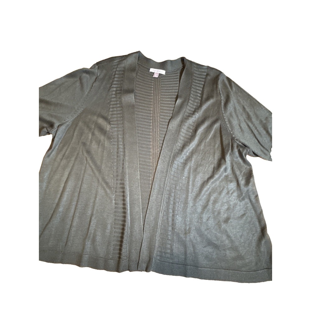 Roz & Ali Woman Open Front Knit Sweater Cardigan Shawl Green 3X (107)